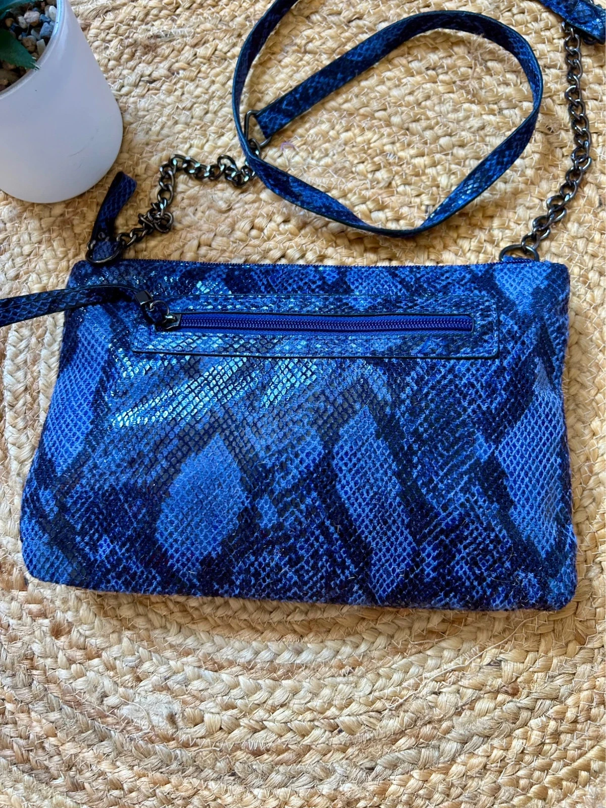 💙🐍Bolsa transversal python azul vintage Y2K glam rock chic com estampa animal crossbody clutch bag🐍🖤 – photo 4